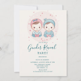 Roze en blauwe jongen of meisje gender reveal part kaart