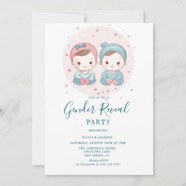 Roze en blauwe jongen of meisje gender reveal part kaart