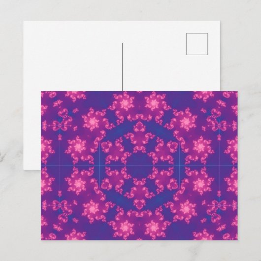 Roze en blauwe kaleidoscoop gradiënt Snowflake Briefkaart (Voorkant / Achterkant)