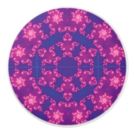 Roze en blauwe kaleidoscoop gradiënt Snowflake Keramische Knop (Voorkant)