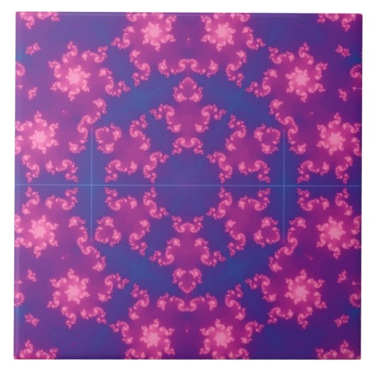Roze en blauwe kaleidoscoop gradiënt Snowflake Tegeltje (Voorkant)