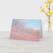 Roze en Blauwe Katoen Snoep Wolken Sunrise Kaart (Gele Bloem)