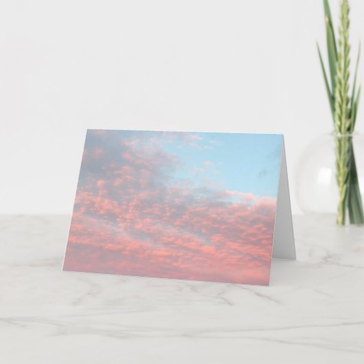 Roze en Blauwe Katoen Snoep Wolken Sunrise Kaart (Voorkant)