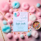 Roze en blauwe katoenen suikershower uitnodiging