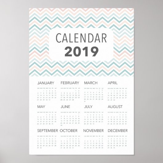 Roze en blauwe kazerkalender 2019 poster (Voorkant)