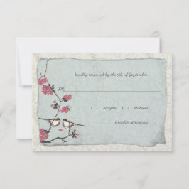 Roze en Blauwe Kersenbloesem Mees RSVP Kaartje