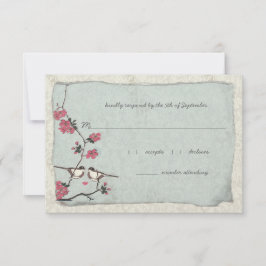 Roze en Blauwe Kersenbloesem Mees RSVP Kaartje
