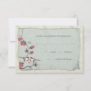 Roze en Blauwe Kersenbloesem Mees RSVP Kaartje