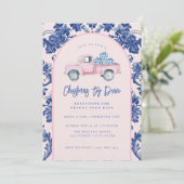 Roze en Blauwe Kerst Speelgoedactie Kaart (Staand voorkant)