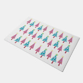 Roze en blauwe kerstbomen Matt Doormat Deurmat (Schuin)