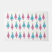 Roze en blauwe kerstbomen Matt Doormat Deurmat (Voorkant)