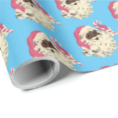  Roze en Blauwe Kerstman Cadeaupapier (Rol Hoek)