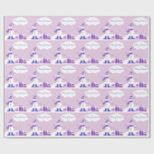 Roze en blauwe kerstman met strepen cadeaupapier (Vlak)