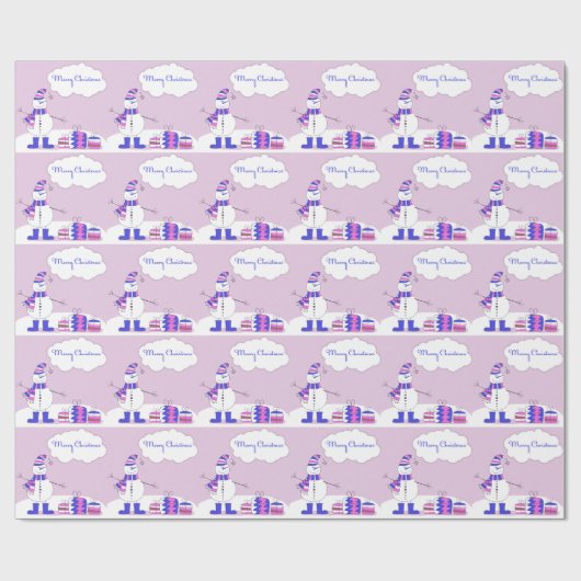 Roze en blauwe kerstman met strepen cadeaupapier (Vlak)