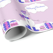 Roze en blauwe kerstman met strepen cadeaupapier (Rol Hoek)