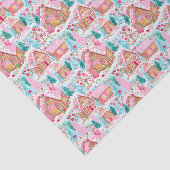 Roze en Blauwe Kerstmis Gingerbread Town Tissuepapier (Detail)