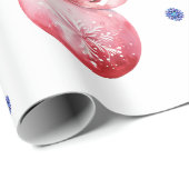 Roze en blauwe kerstversieringen op wit cadeaupapier (Rol Hoek)