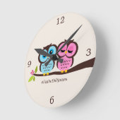 Roze en blauwe kieuwen ronde klok (Hoek)