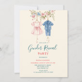 Roze en blauwe kleding Gender Reveal Party Kaart (Voorkant)
