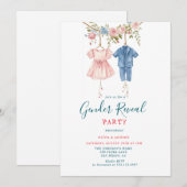Roze en blauwe kleding Gender Reveal Party Kaart (Voorkant / Achterkant)