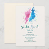 Roze en Blauwe Kleur Gender Reveal Party Kaart (Voorkant / Achterkant)