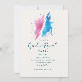 Roze en Blauwe Kleur Gender Reveal Party Kaart