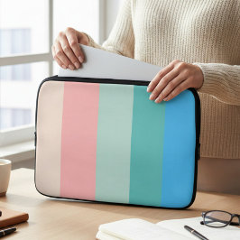 Roze en Blauwe Kleurblok Gestreepte Laptophoes Laptop Sleeve