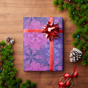 Roze en blauwe kleurrijke mandala-patroon cadeaupapier