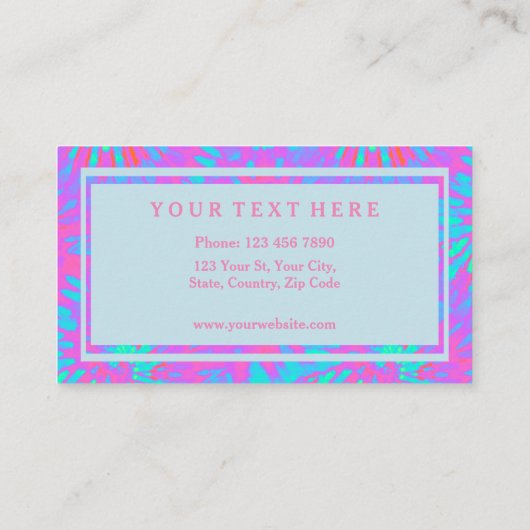 Roze en blauwe kleurstofpatroon en Jouw tekst Visitekaartje (Achterkant)