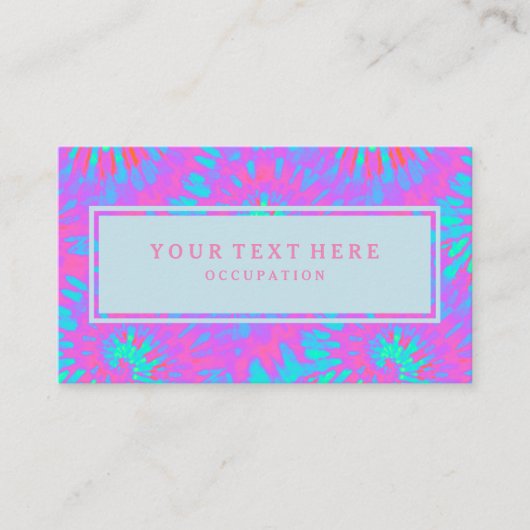 Roze en blauwe kleurstofpatroon en Jouw tekst Visitekaartje (Voorkant)