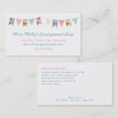 Roze en blauwe kokerwinkel / dagverzorging visitekaartje (Voorkant / Achterkant)