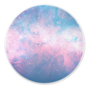 Roze en blauwe, kosmische katoenen Snoep Sky Keramische Knop