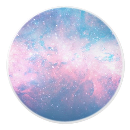 Roze en blauwe, kosmische katoenen Snoep Sky Keramische Knop (Voorkant)