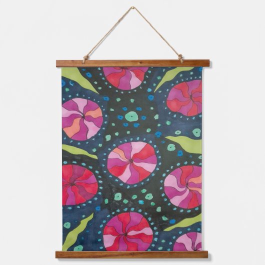 Roze en blauwe kosmische Pop Hangend Wandkleed (Voorkant)