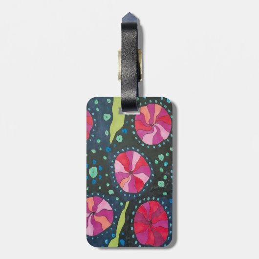 Roze en blauwe kosmische Poppen Bagagelabel (Achterkant verticaal)
