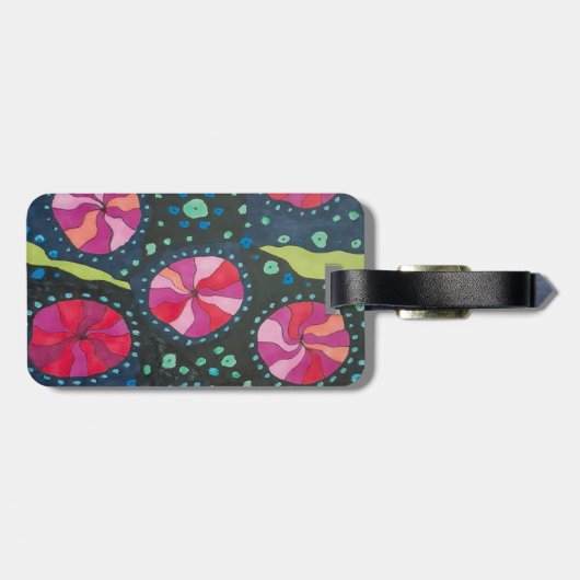Roze en blauwe kosmische Poppen Bagagelabel (Achterkant horizontaal)
