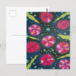 Roze en blauwe kosmische Poppen Briefkaart