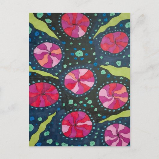 Roze en blauwe kosmische Poppen Briefkaart (Voorkant)