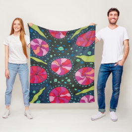 Roze en blauwe kosmische Poppen Fleece Deken