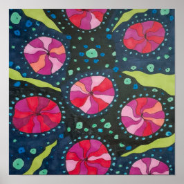 Roze en blauwe kosmische Poppen Poster