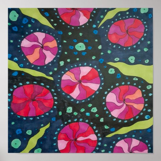 Roze en blauwe kosmische Poppen Poster (Voorkant)