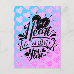 Roze en Blauwe Krabbel Harten Valentijnsdag    Briefkaart
