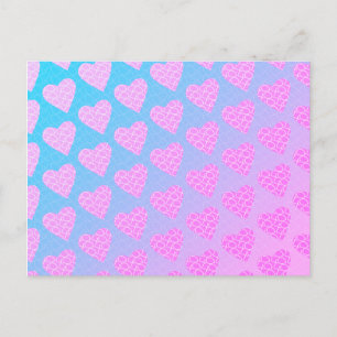 Roze en Blauwe Krabbel Harten Valentijnsdag    Briefkaart