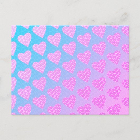 Roze en Blauwe Krabbel Harten Valentijnsdag Briefkaart (Voorkant)