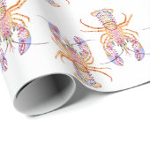 Roze en Blauwe Kreeft Cadeaupapier (Rol Hoek)
