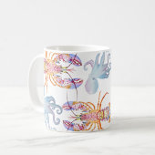 Roze en Blauwe Kreeft Koffiemok (Voorkant links)