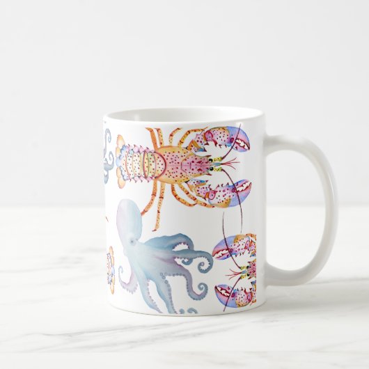 Roze en Blauwe Kreeft Koffiemok (Rechts)