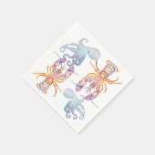 Roze en Blauwe Kreeft Servet (Hoek)