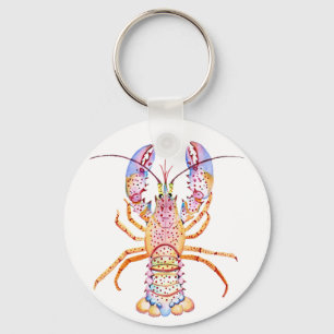 Roze en Blauwe Kreeft Sleutelhanger