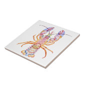Roze en Blauwe Kreeft Tegeltje (Zijkant)